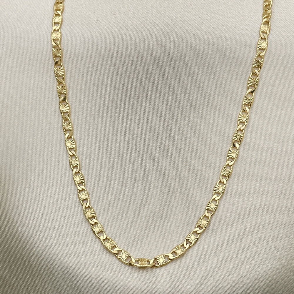 Oro Laminado Basic Necklace, Gold Filled Style Mariner Design, Diamond Cutting Finish, Golden Finish