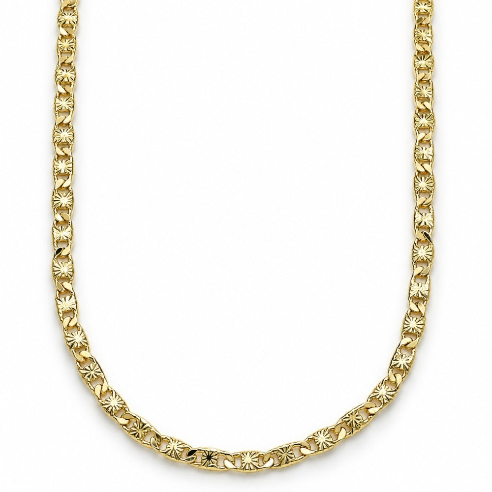 Oro Laminado Basic Necklace, Gold Filled Style Mariner Design, Diamond Cutting Finish, Golden Finish