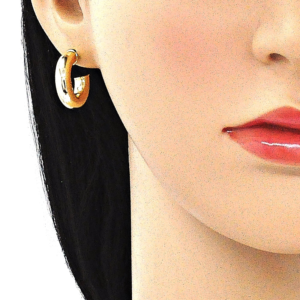 Oro Laminado Stud Earring, Gold Filled Style Hollow Design, Polished, Golden Finish