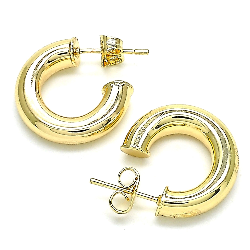 Oro Laminado Stud Earring, Gold Filled Style Hollow Design, Polished, Golden Finish