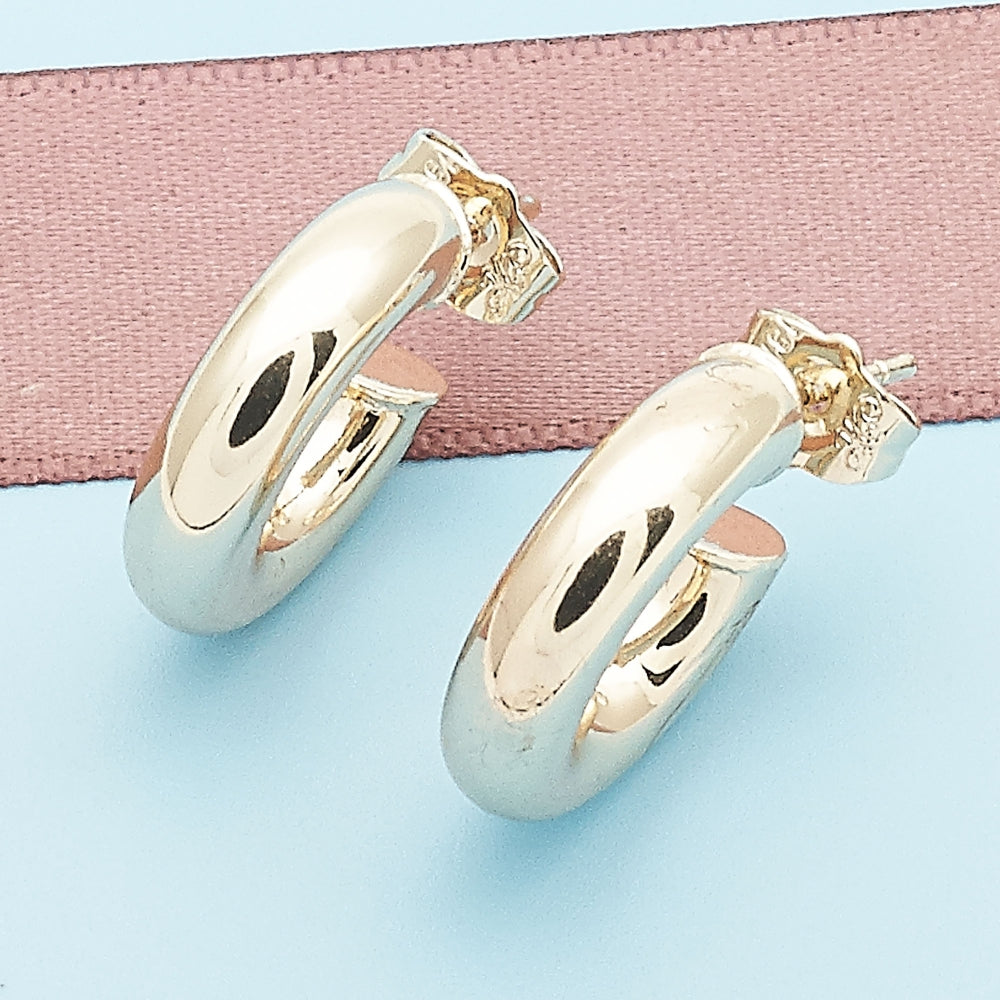 Oro Laminado Stud Earring, Gold Filled Style Hollow Design, Polished, Golden Finish
