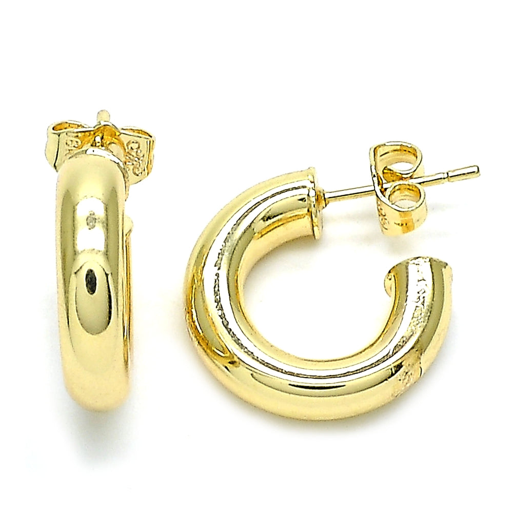 Oro Laminado Stud Earring, Gold Filled Style Hollow Design, Polished, Golden Finish