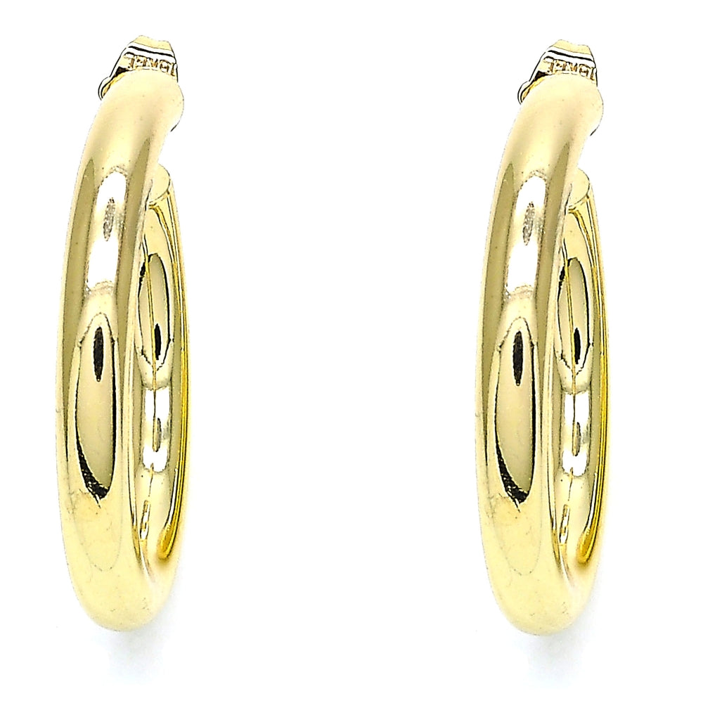 Oro Laminado Stud Earring, Gold Filled Style Hollow Design, Polished, Golden Finish