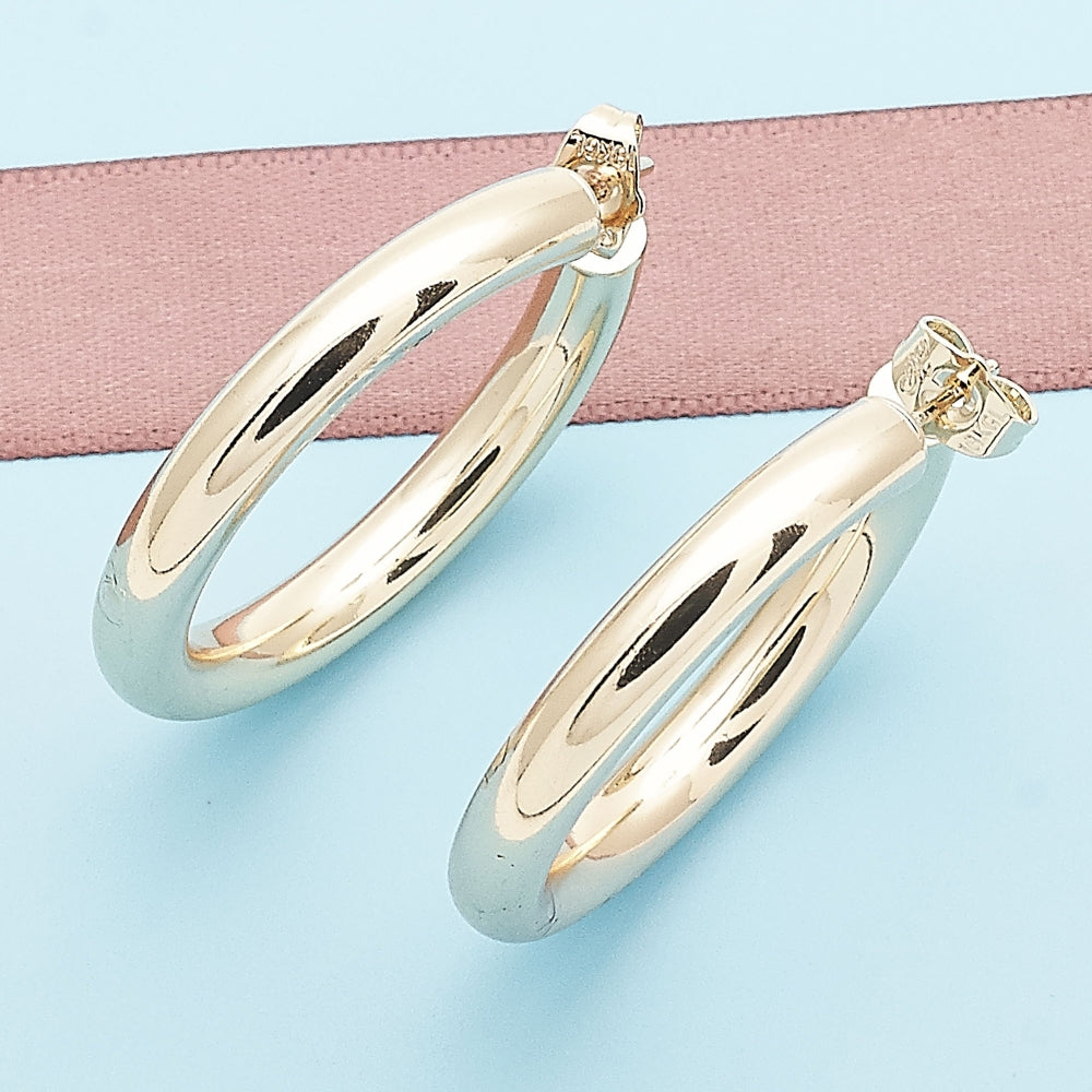Oro Laminado Stud Earring, Gold Filled Style Hollow Design, Polished, Golden Finish