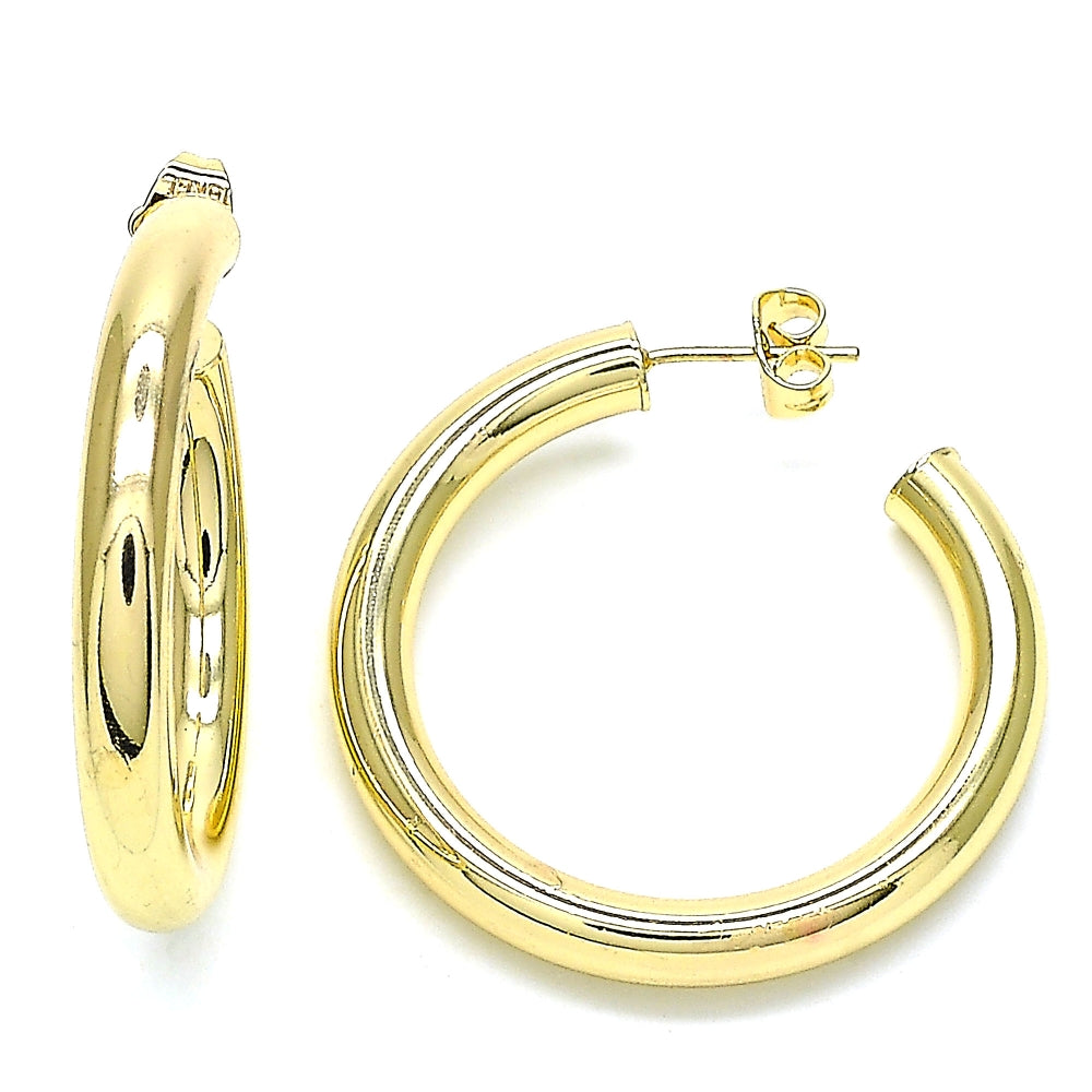 Oro Laminado Stud Earring, Gold Filled Style Hollow Design, Polished, Golden Finish
