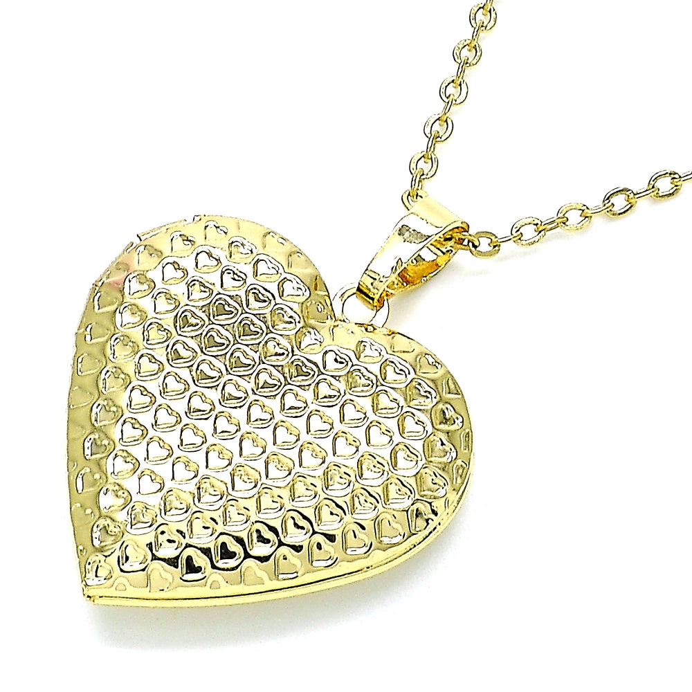 Oro Laminado Locket Pendant, Gold Filled Style Heart Design, Polished, Golden Finish