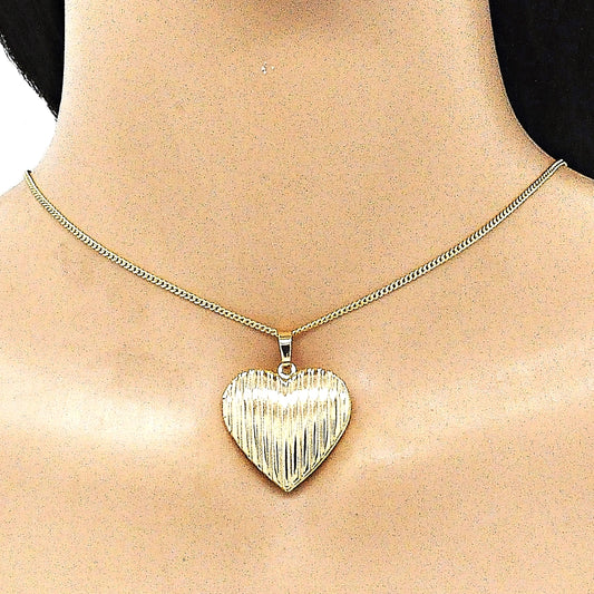 Oro Laminado Locket Pendant, Gold Filled Style Heart Design, Polished, Golden Finish
