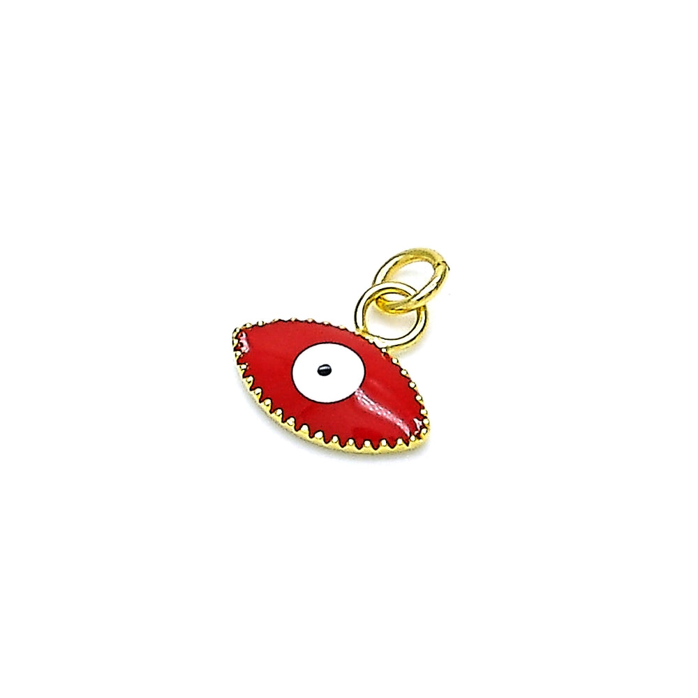Oro Laminado Fancy Pendant, Gold Filled Style Evil Eye Design, Red Enamel Finish, Golden Finish