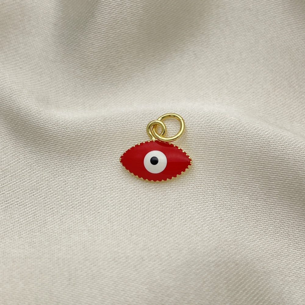 Oro Laminado Fancy Pendant, Gold Filled Style Evil Eye Design, Red Enamel Finish, Golden Finish