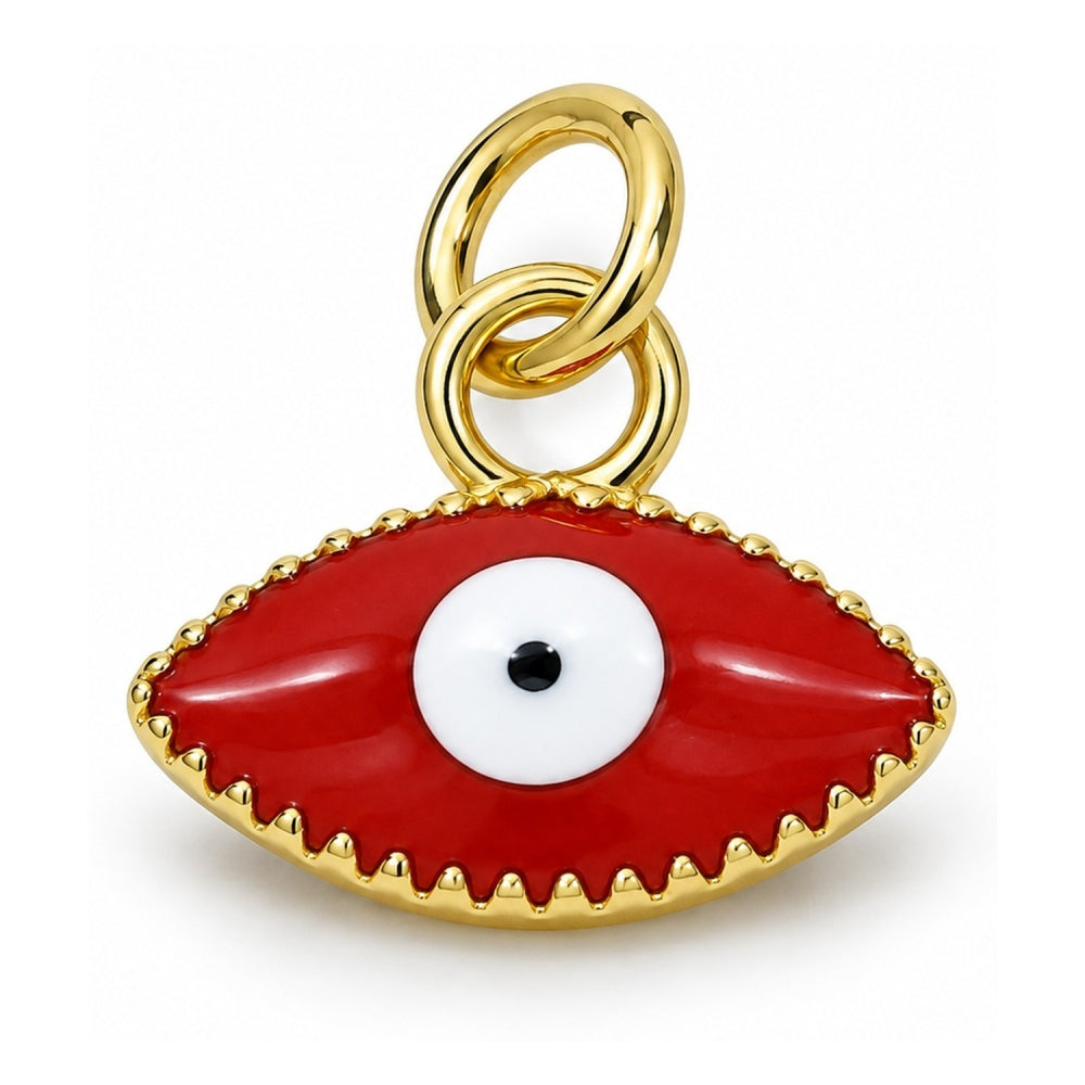 Oro Laminado Fancy Pendant, Gold Filled Style Evil Eye Design, Red Enamel Finish, Golden Finish