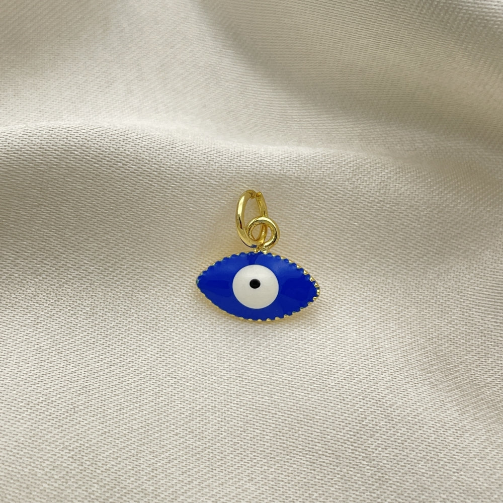 Oro Laminado Fancy Pendant, Gold Filled Style Evil Eye Design, Blue Enamel Finish, Golden Finish
