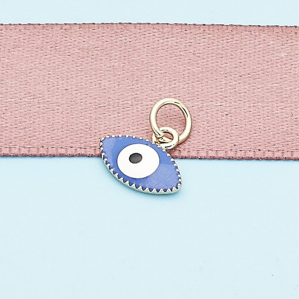 Oro Laminado Fancy Pendant, Gold Filled Style Evil Eye Design, Blue Enamel Finish, Golden Finish