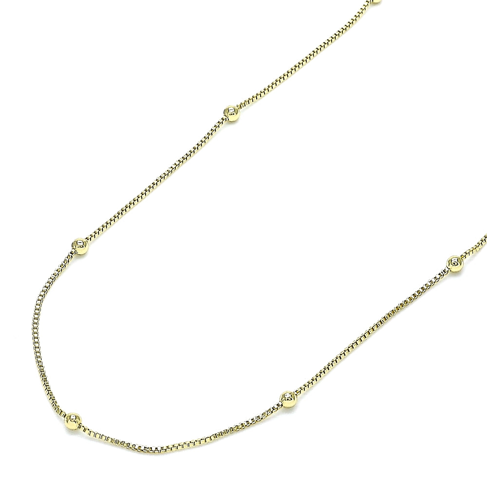 Oro Laminado Basic Necklace, Gold Filled Style Box Design, Polished, Golden Finish