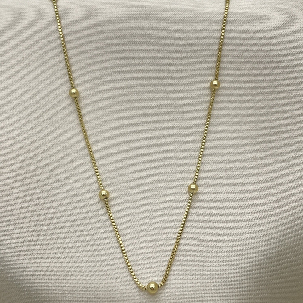 Oro Laminado Basic Necklace, Gold Filled Style Box Design, Polished, Golden Finish