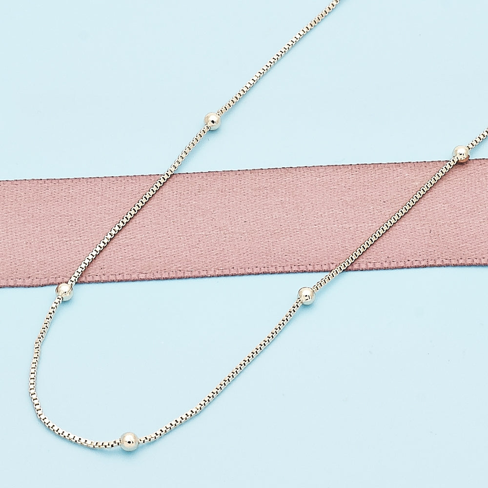 Oro Laminado Basic Necklace, Gold Filled Style Box Design, Polished, Golden Finish