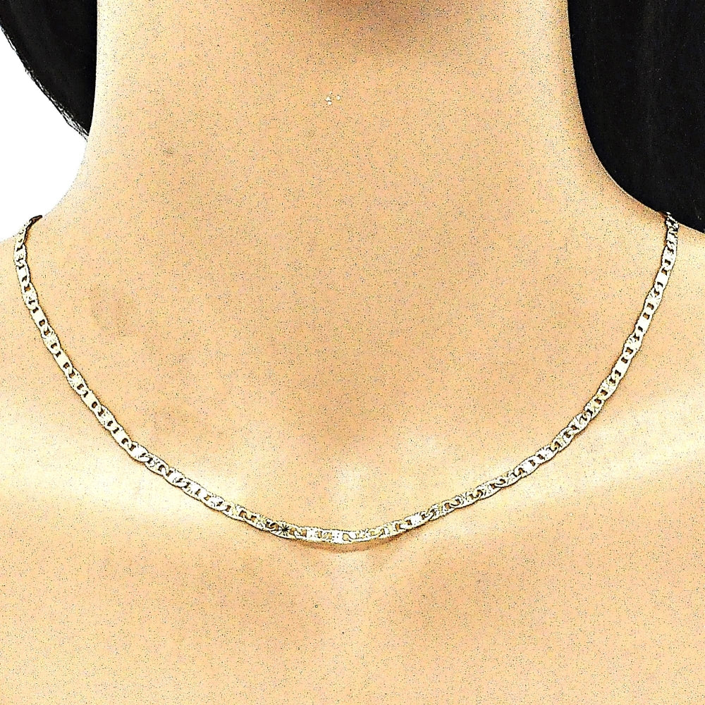 Oro Laminado Basic Necklace, Gold Filled Style Mariner Design, Diamond Cutting Finish, Golden Finish