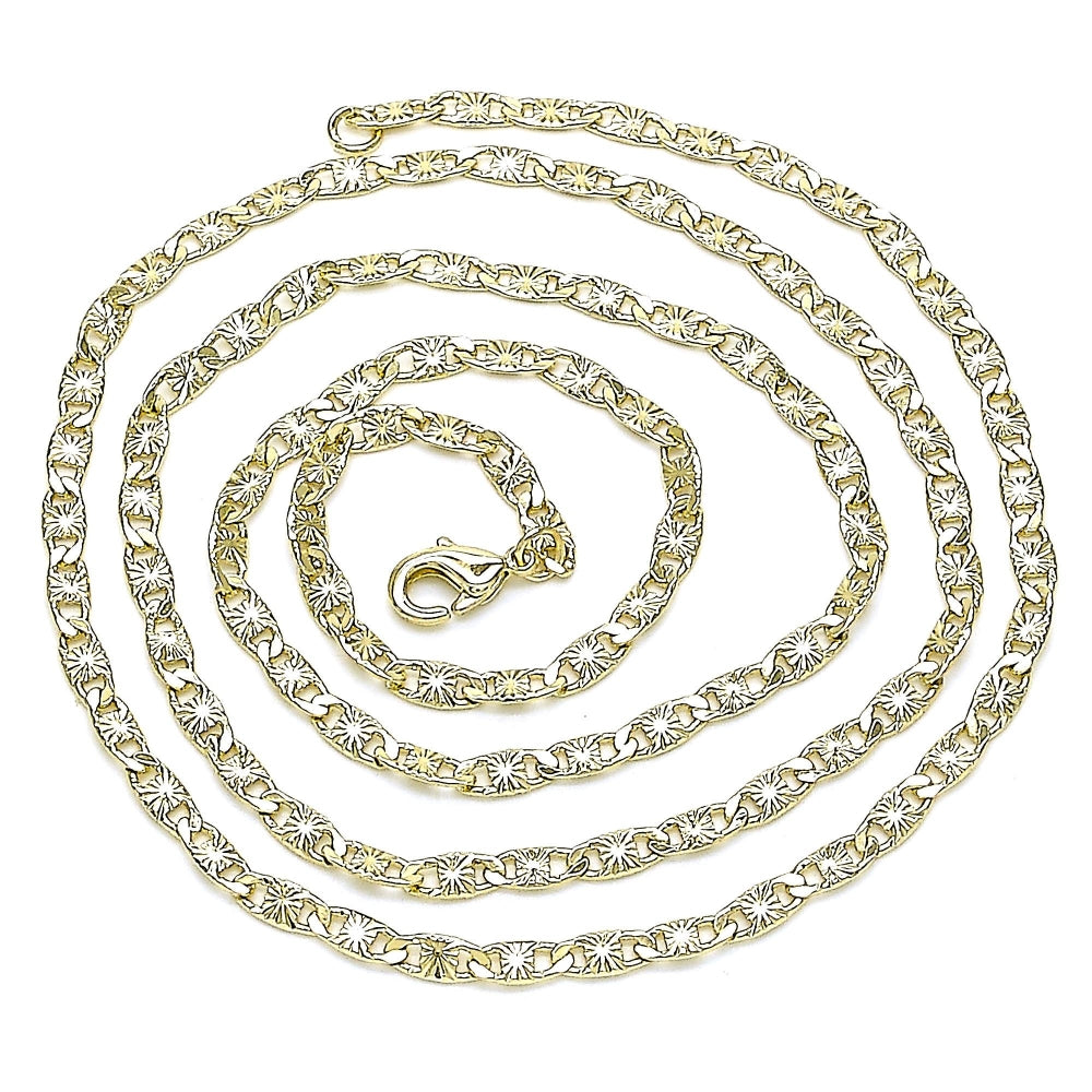 Oro Laminado Basic Necklace, Gold Filled Style Mariner Design, Diamond Cutting Finish, Golden Finish