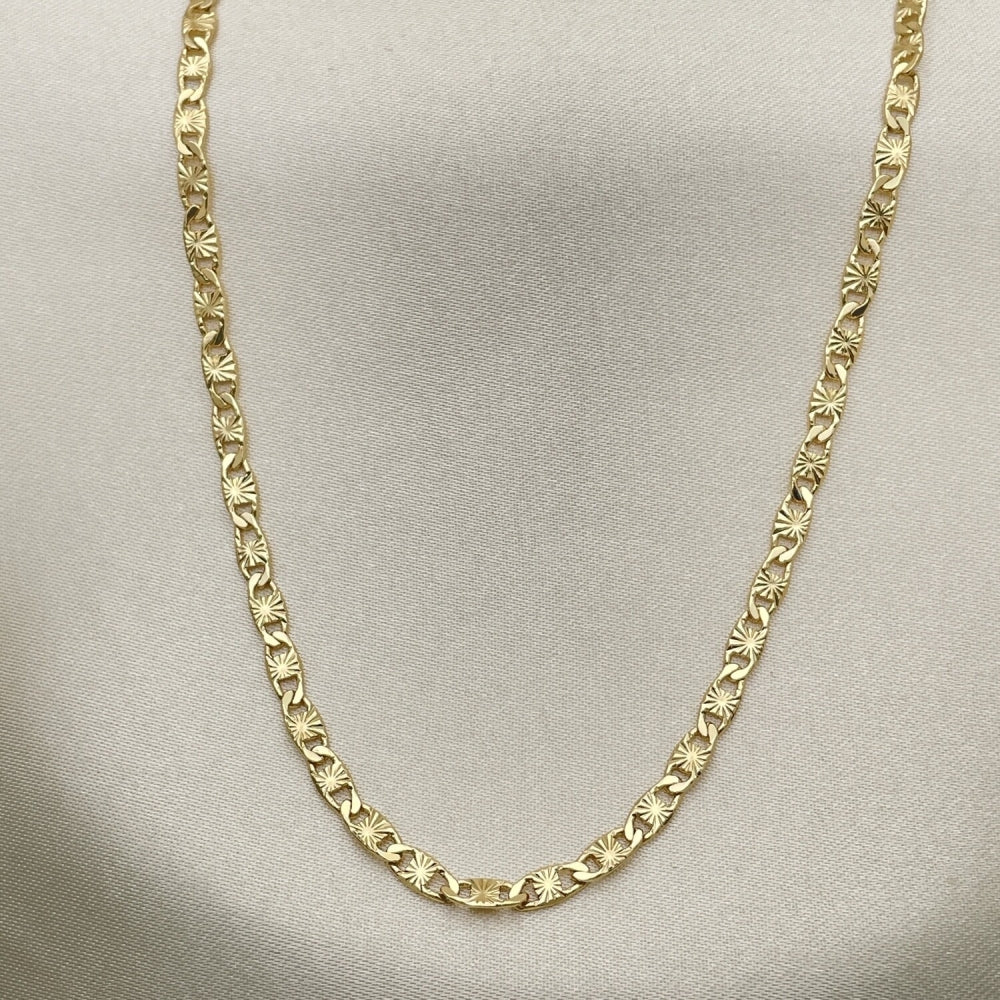 Oro Laminado Basic Necklace, Gold Filled Style Mariner Design, Diamond Cutting Finish, Golden Finish