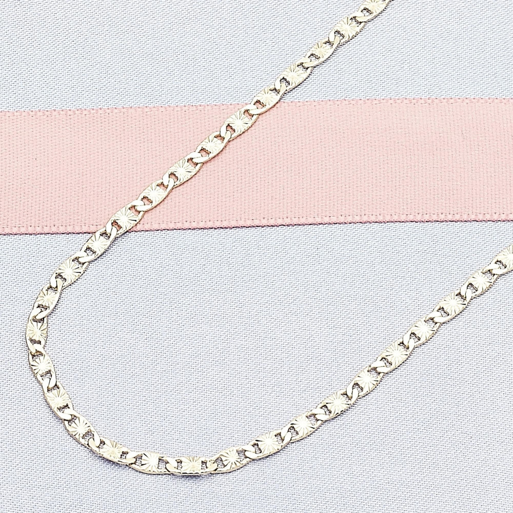 Oro Laminado Basic Necklace, Gold Filled Style Mariner Design, Diamond Cutting Finish, Golden Finish