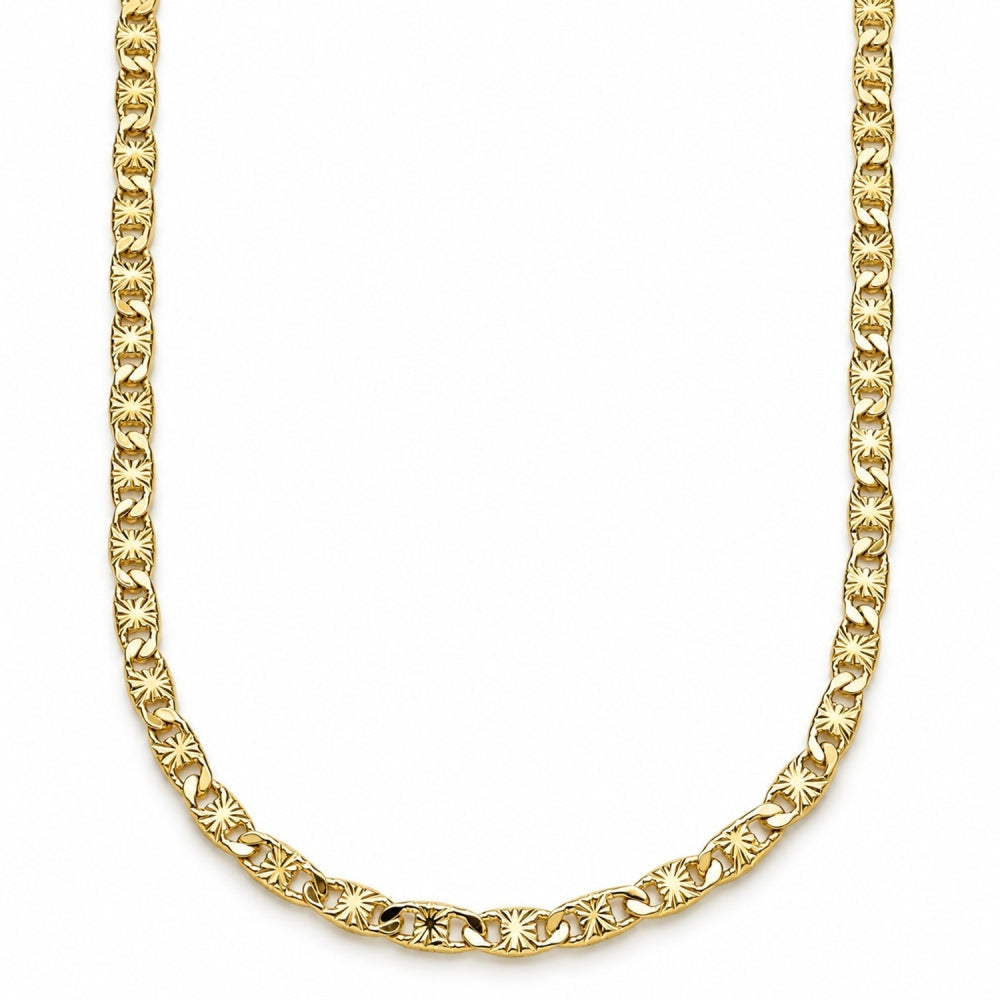 Oro Laminado Basic Necklace, Gold Filled Style Mariner Design, Diamond Cutting Finish, Golden Finish