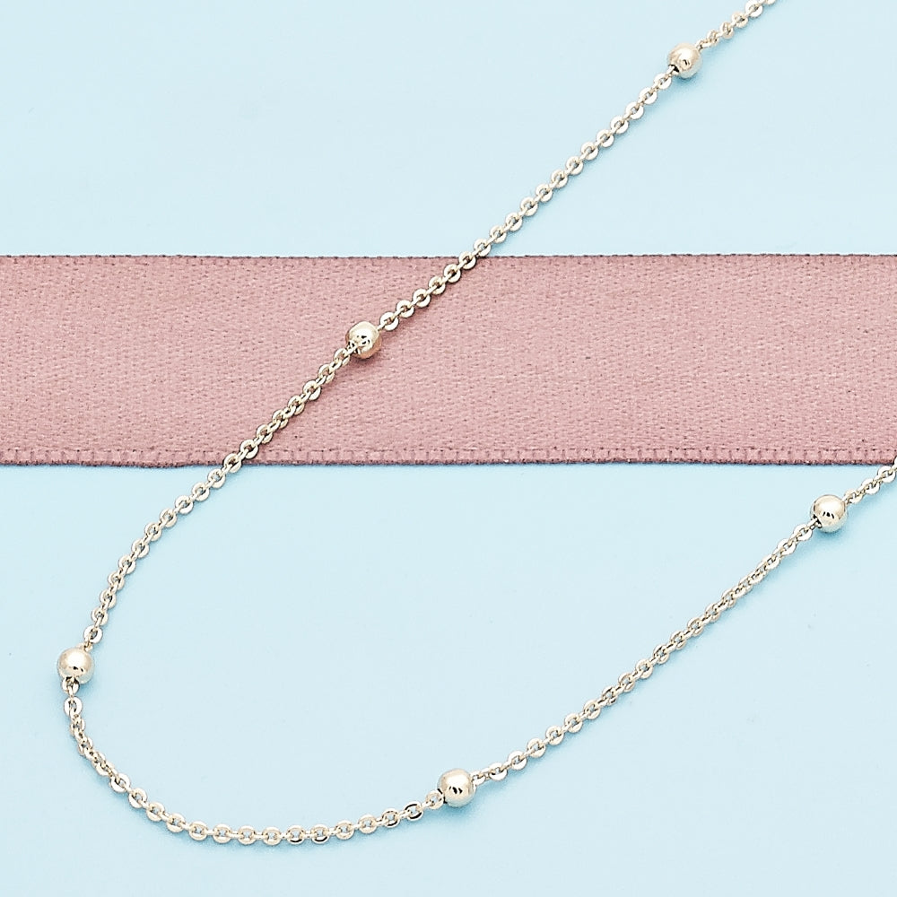 Oro Laminado Basic Necklace, Gold Filled Style Rolo and Ball Design, Polished, Golden Finish