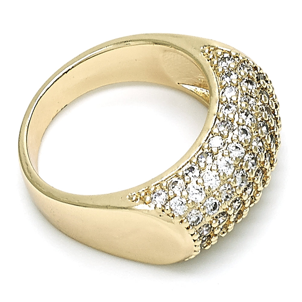 Oro Laminado Multi Stone Ring, Gold Filled Style with White Micro Pave, Polished, Golden Finish