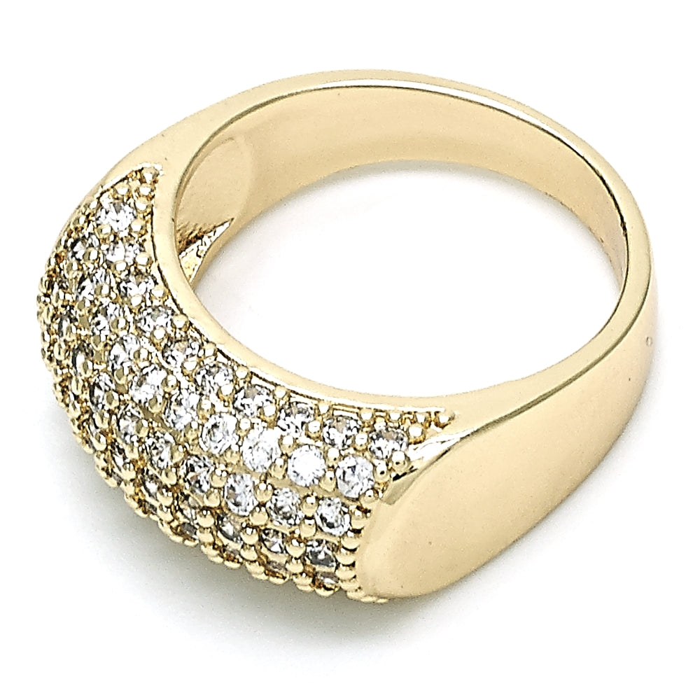 Oro Laminado Multi Stone Ring, Gold Filled Style with White Micro Pave, Polished, Golden Finish