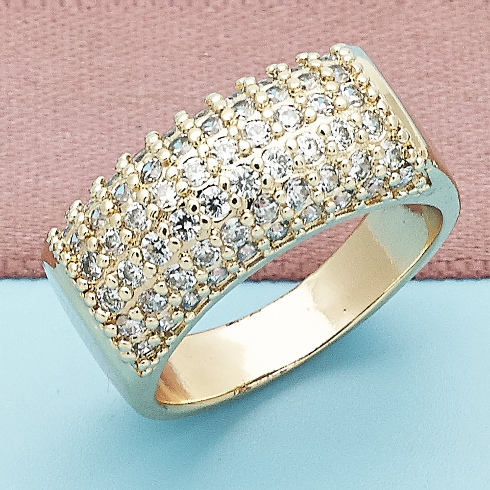 Oro Laminado Multi Stone Ring, Gold Filled Style with White Micro Pave, Polished, Golden Finish