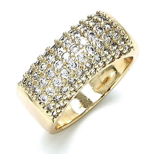 Oro Laminado Multi Stone Ring, Gold Filled Style with White Micro Pave, Polished, Golden Finish