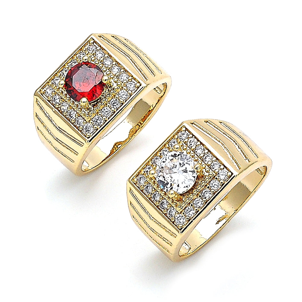 Oro Laminado Mens Ring, Gold Filled Style with White Cubic Zirconia, Polished, Golden Finish