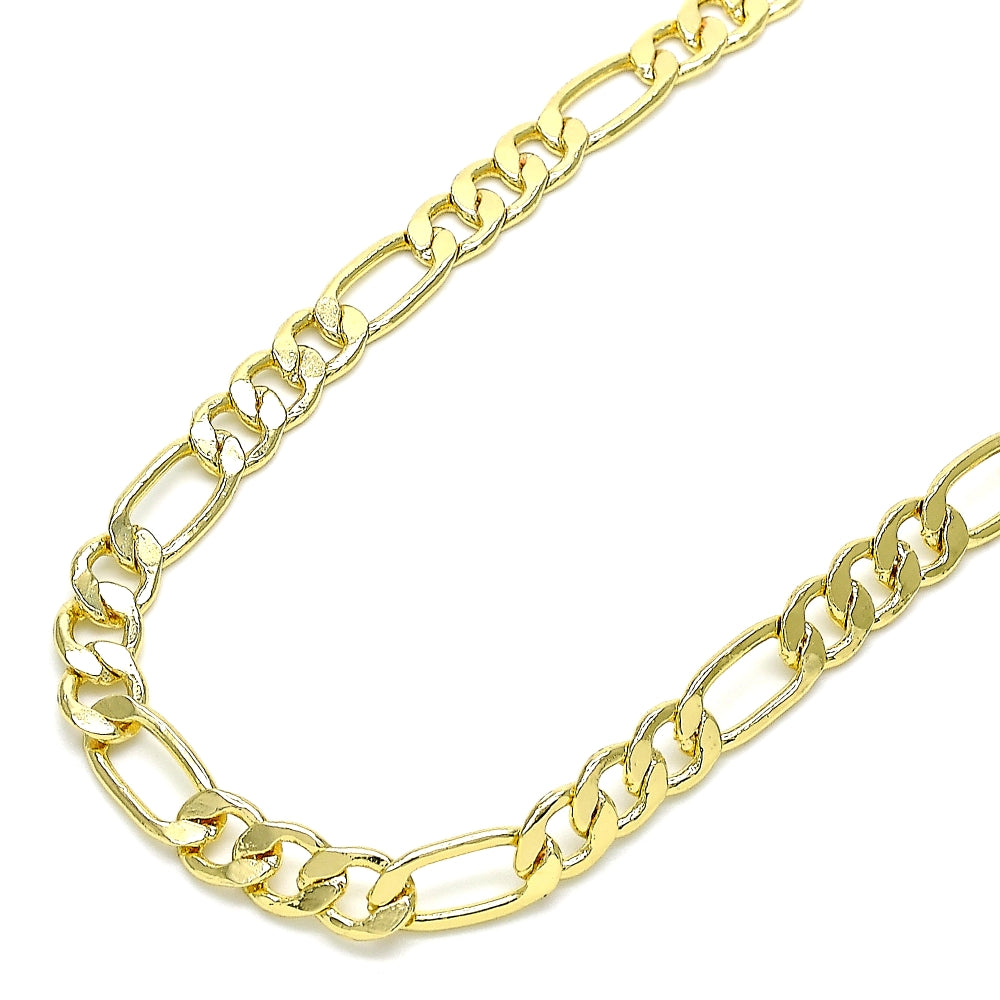 Oro Laminado Basic Necklace, Gold Filled Style Figaro Design, Polished, Golden Finish