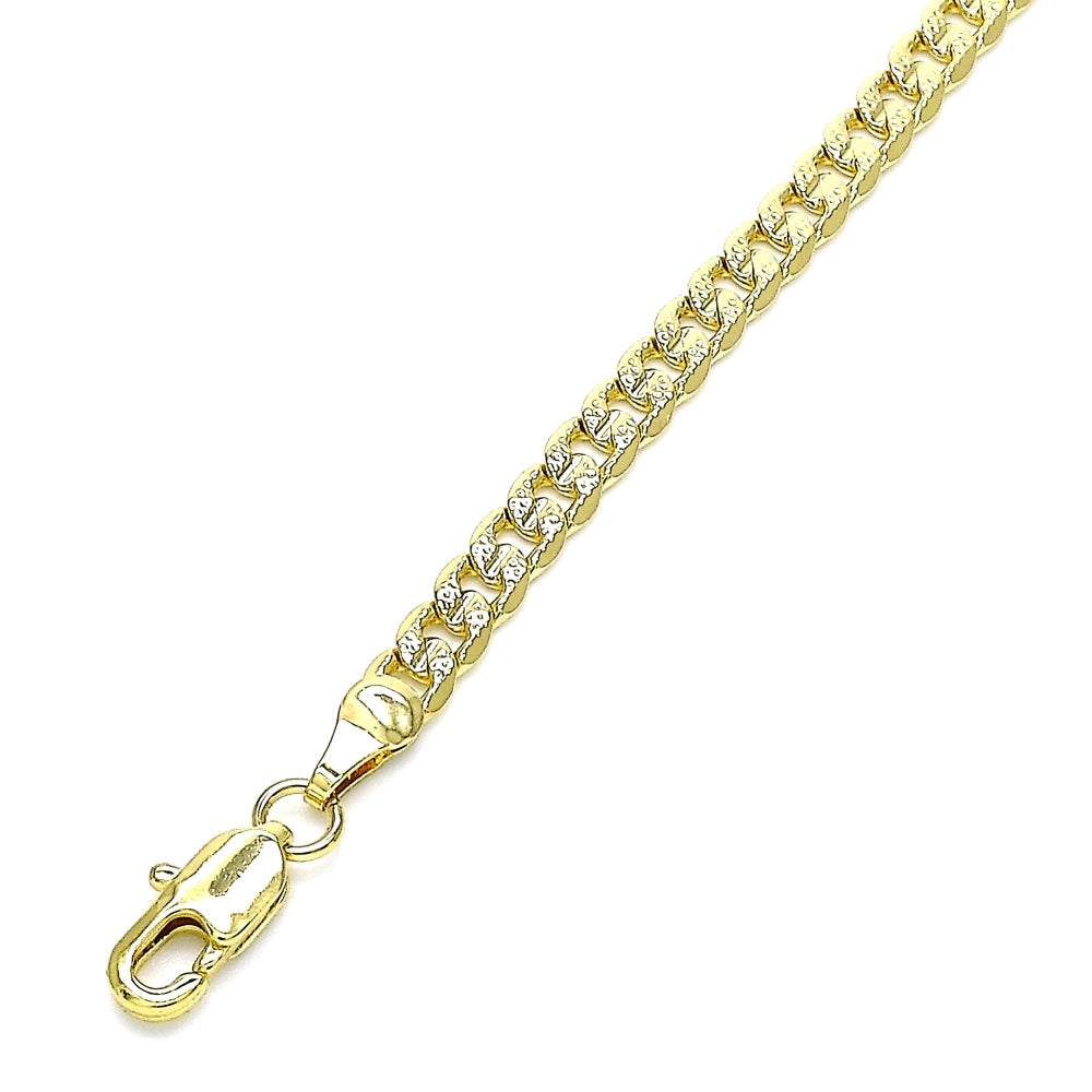 Oro Laminado Basic Bracelet, Gold Filled Style Curb Design, Polished, Golden Finish