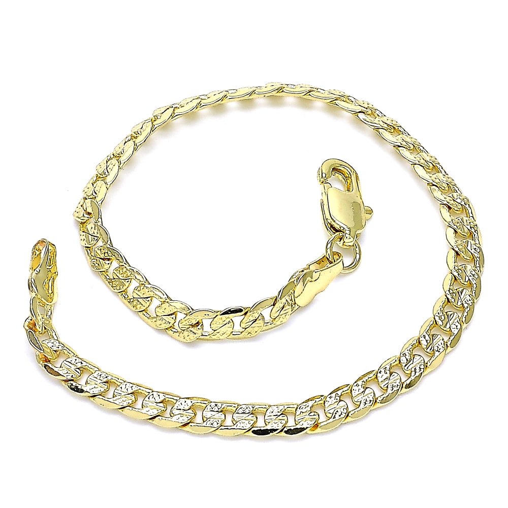 Oro Laminado Basic Bracelet, Gold Filled Style Curb Design, Polished, Golden Finish