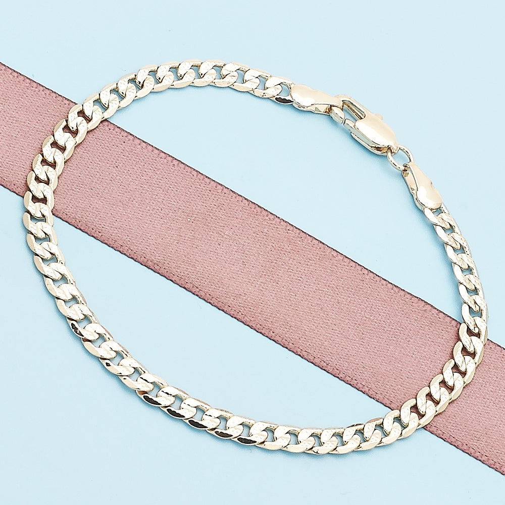 Oro Laminado Basic Bracelet, Gold Filled Style Curb Design, Polished, Golden Finish
