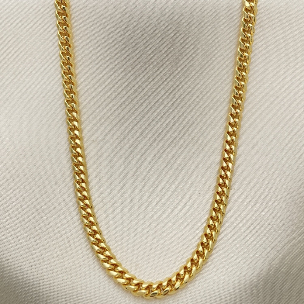Oro Laminado Basic Necklace, Gold Filled Style Miami Cuban Design, Polished, Golden Finish