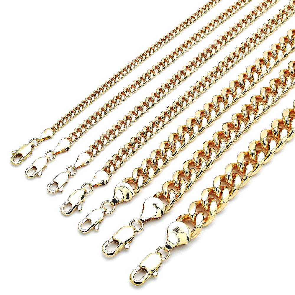 Oro Laminado Basic Necklace, Gold Filled Style Miami Cuban Design, Polished, Golden Finish