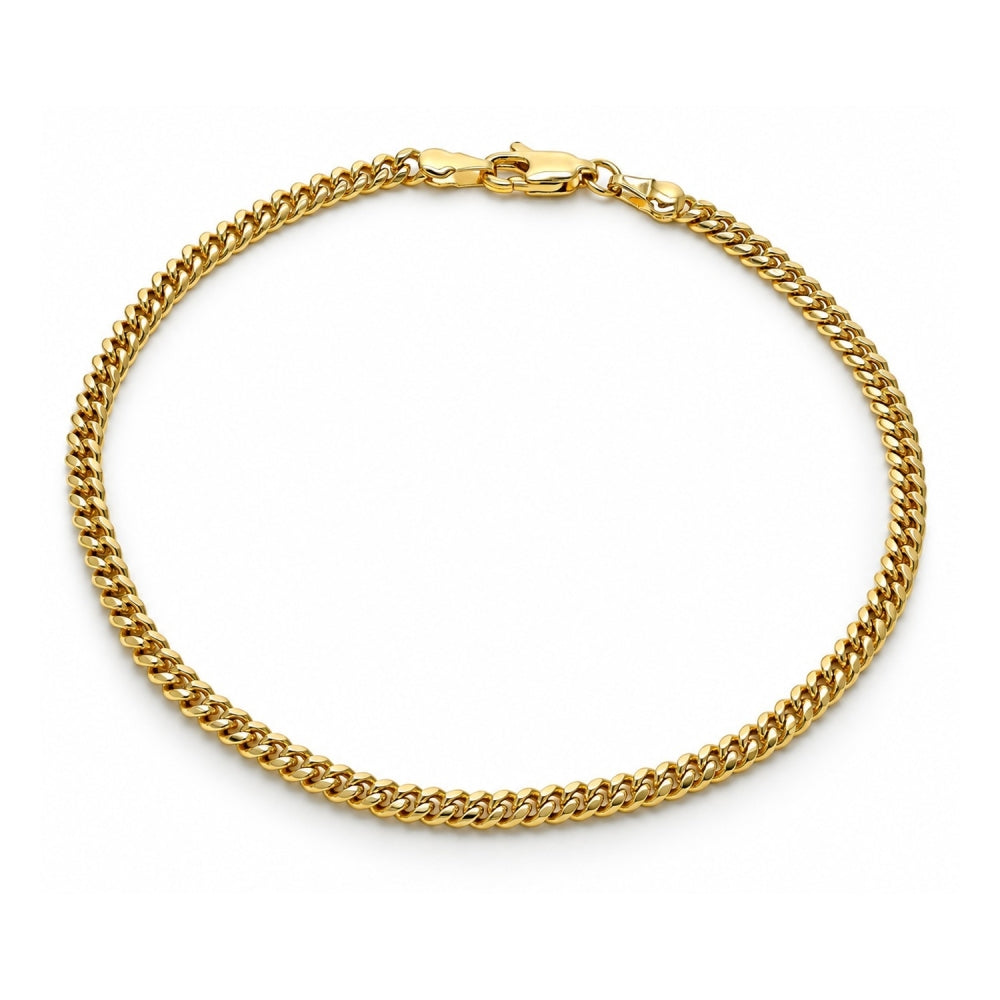 Oro Laminado Basic Anklet, Gold Filled Style Miami Cuban Design, Polished, Golden Finish