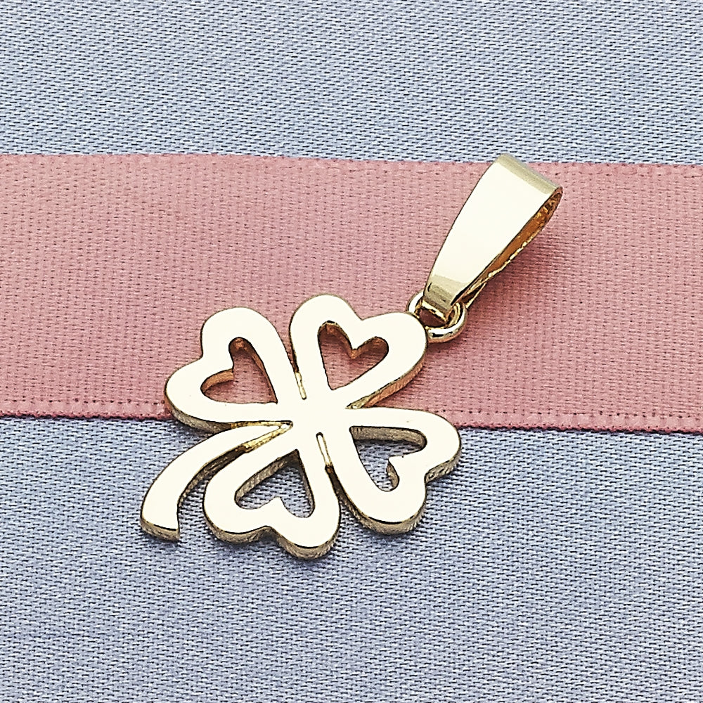 Oro Laminado Fancy Pendant, Gold Filled Style Four-leaf Clover Design, Polished, Golden Finish