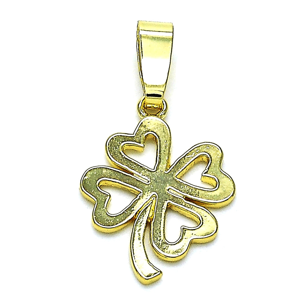 Oro Laminado Fancy Pendant, Gold Filled Style Four-leaf Clover Design, Polished, Golden Finish