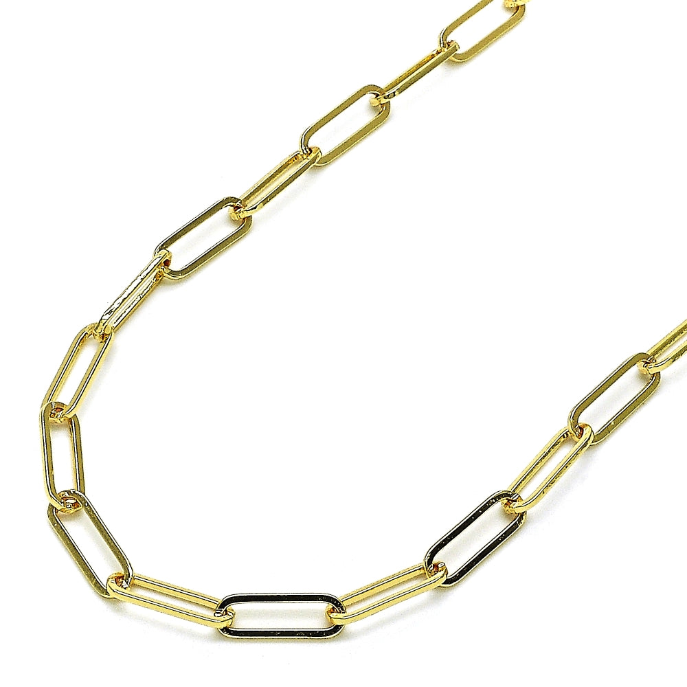 Oro Laminado Basic Necklace, Gold Filled Style Paperclip Design, Polished, Golden Finish