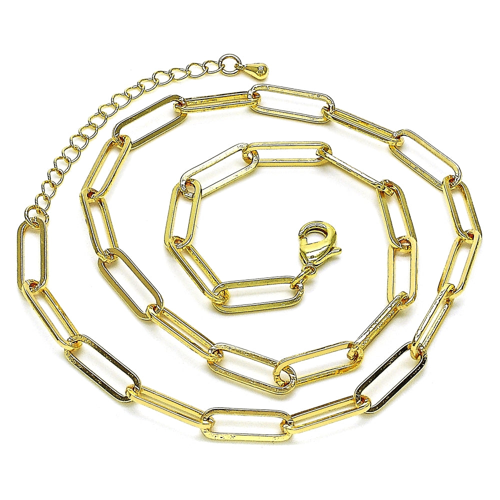 Oro Laminado Basic Necklace, Gold Filled Style Paperclip Design, Polished, Golden Finish