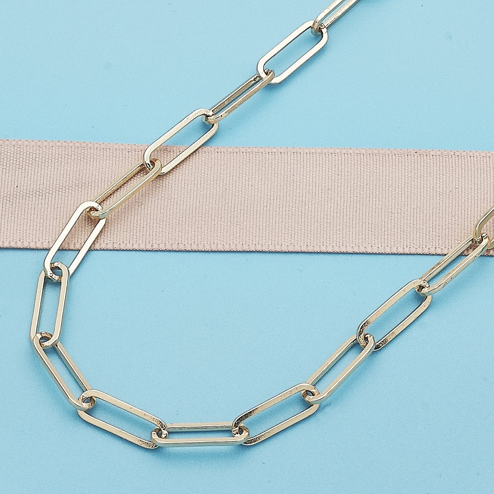 Oro Laminado Basic Necklace, Gold Filled Style Paperclip Design, Polished, Golden Finish