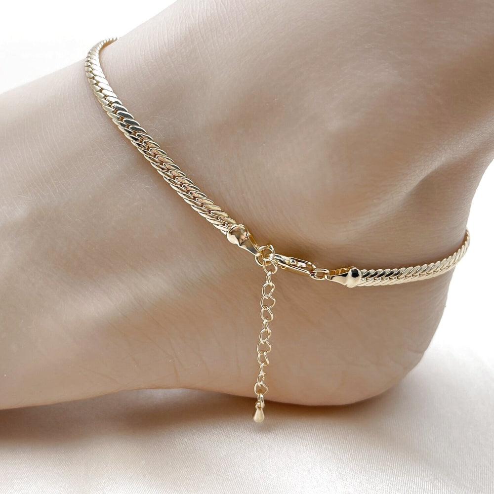 Oro Laminado Basic Anklet, Gold Filled Style Polished, Golden Finish