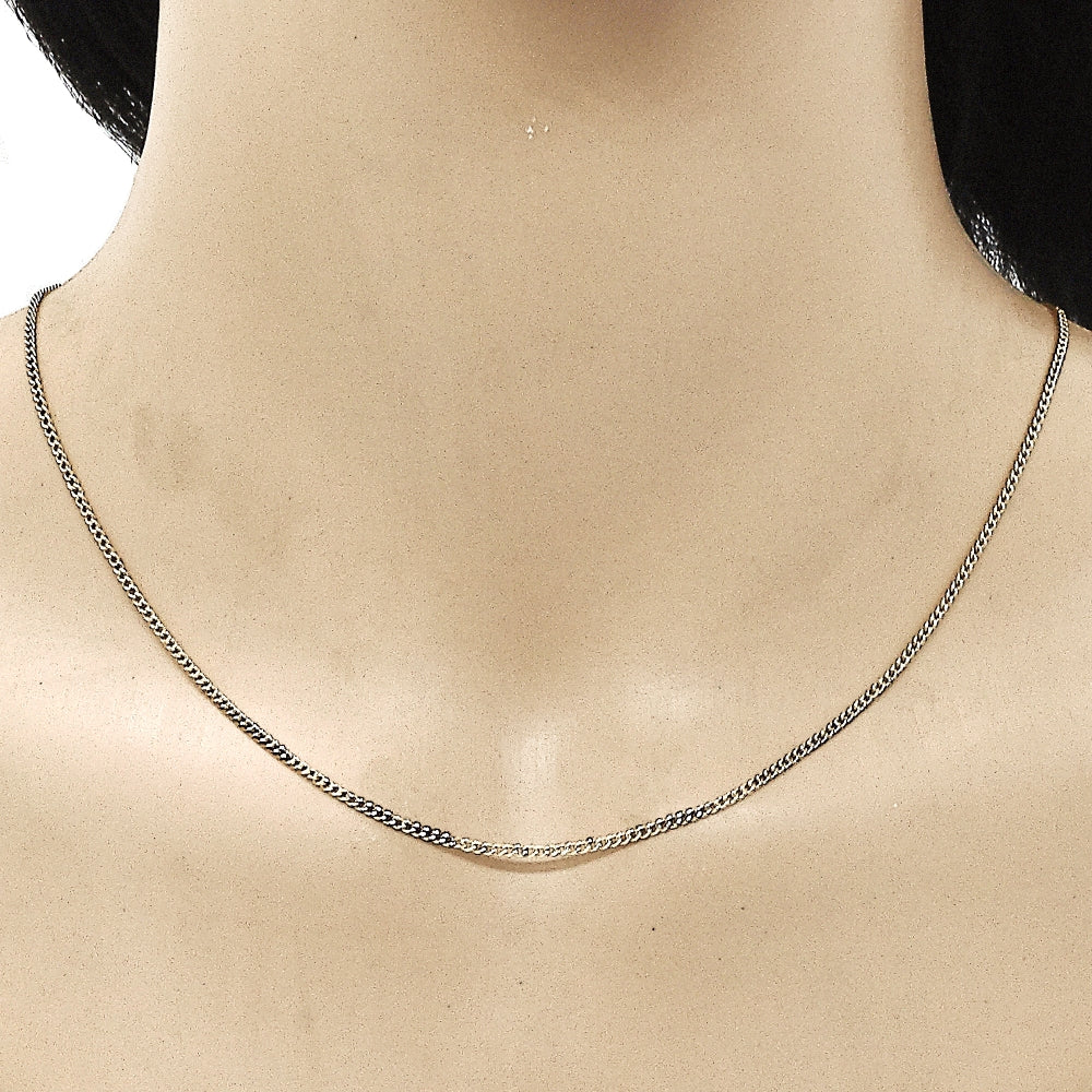 Oro Laminado Basic Necklace, Gold Filled Style Miami Cuban Design, Polished, Golden Finish