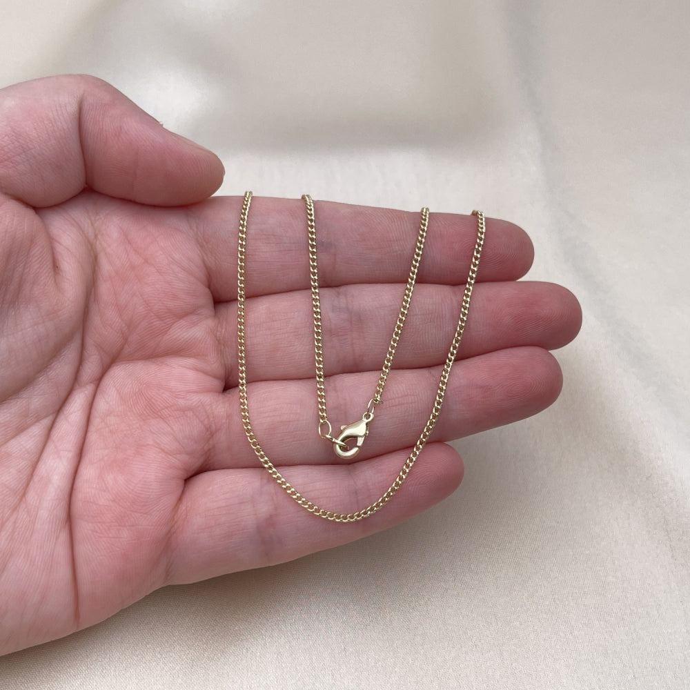 Oro Laminado Basic Necklace, Gold Filled Style Miami Cuban Design, Polished, Golden Finish