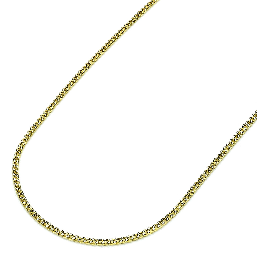 Oro Laminado Basic Necklace, Gold Filled Style Miami Cuban Design, Polished, Golden Finish