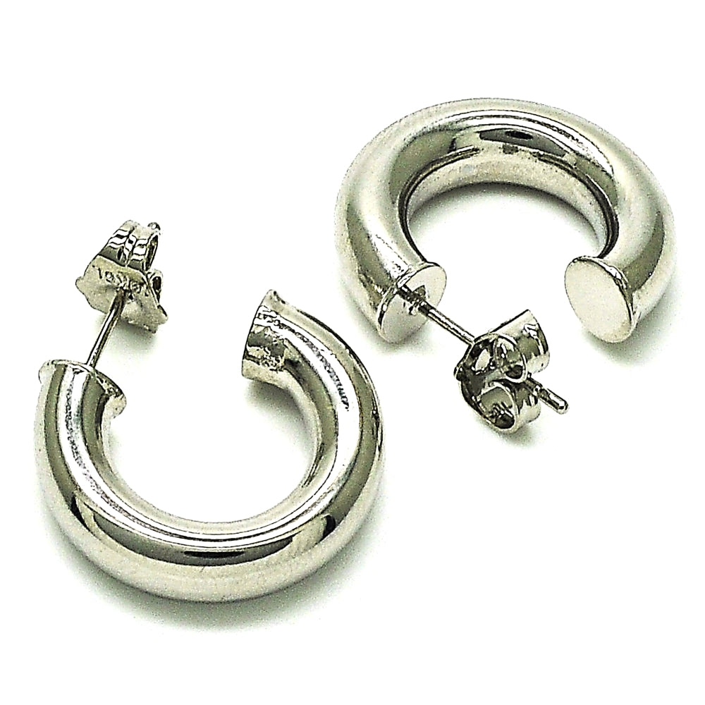 Oro Laminado Stud Earring, Gold Filled Style Polished, Rhodium Finish