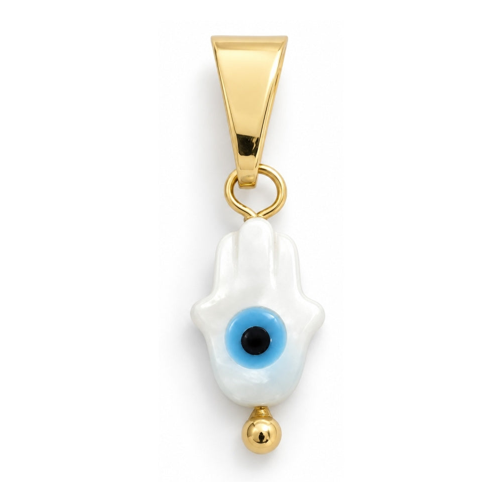 Oro Laminado Fancy Pendant, Gold Filled Style Hand Design, with Ivory Mother of Pearl, Red Polished, Golden Finish