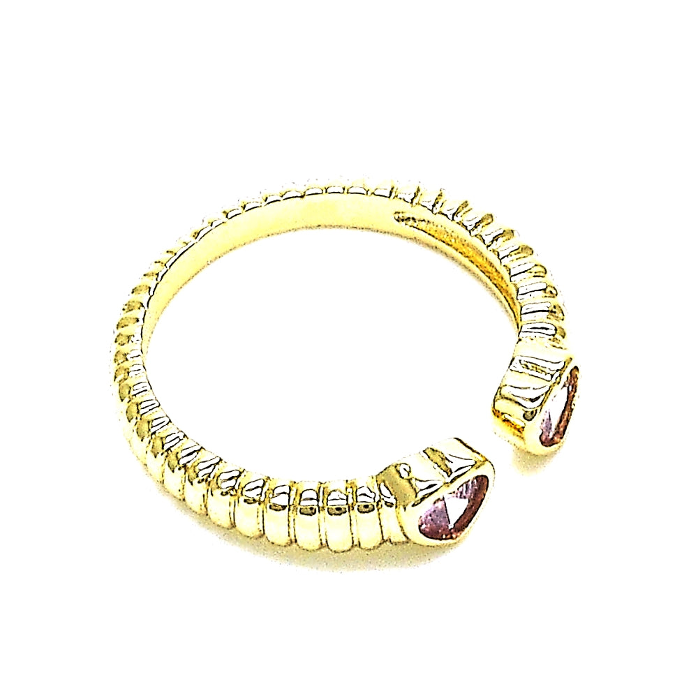 Oro Laminado Multi Stone Ring, Gold Filled Style Heart Design, with Pink Cubic Zirconia, Polished, Golden Finish