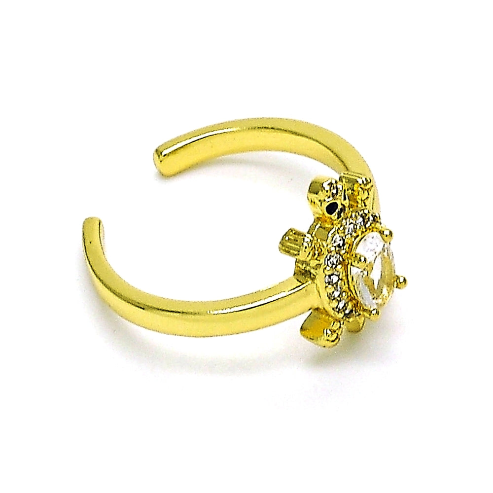 Oro Laminado Multi Stone Ring, Gold Filled Style Turtle Design, with White Cubic Zirconia and White Micro Pave, Polished, Golden Finish